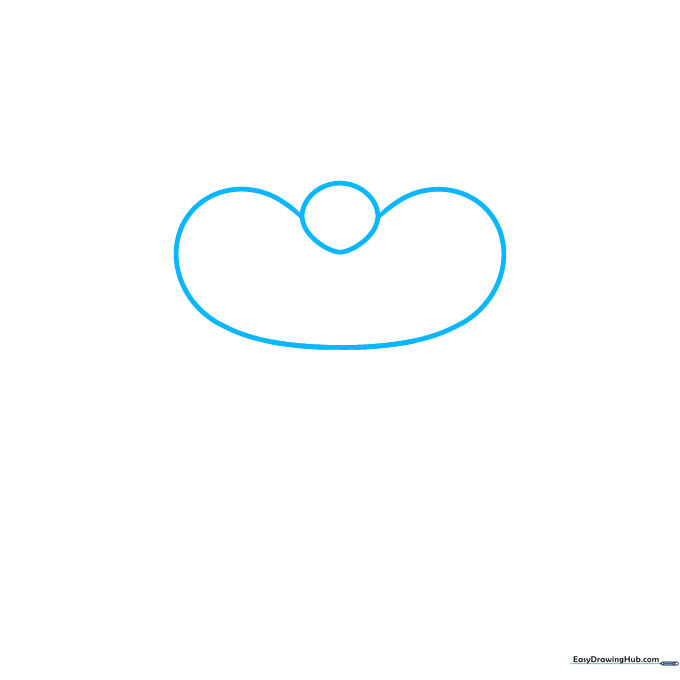 Pencil sketch showing a small circular nose and a curved muzzle shape for a cartoon dog.