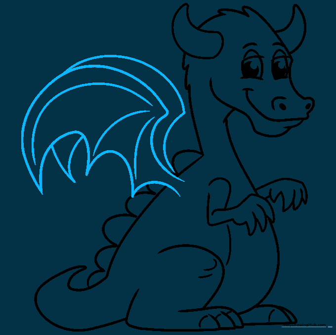 Drawing showing the addition of wings with internal structural lines.