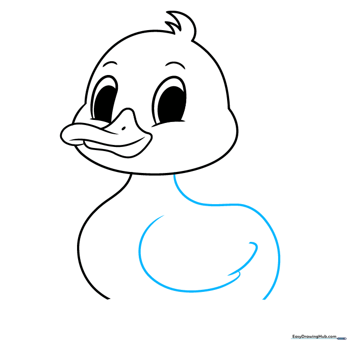 Sketching the duck's back and the folded wing.