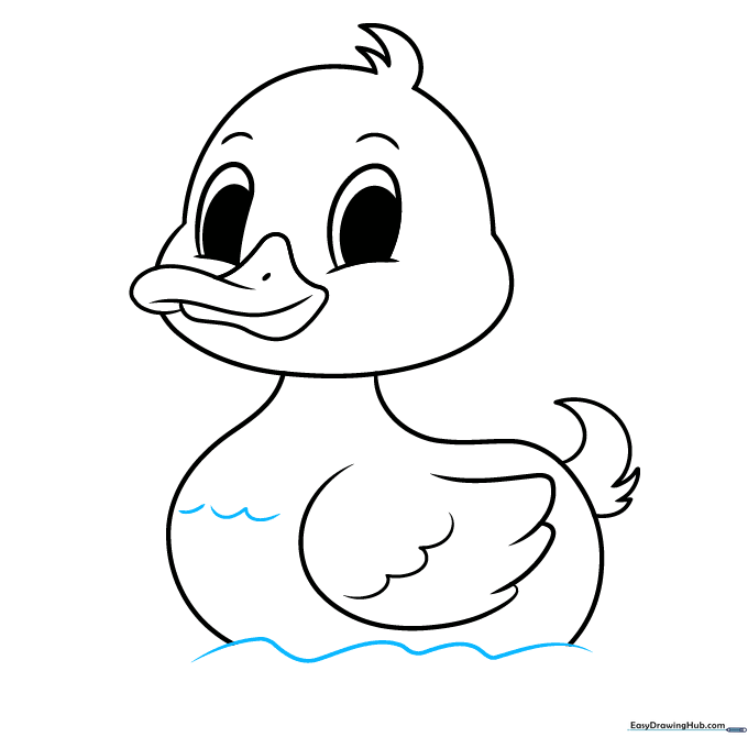 Adding texture to the chest and a wavy water line beneath the duck.