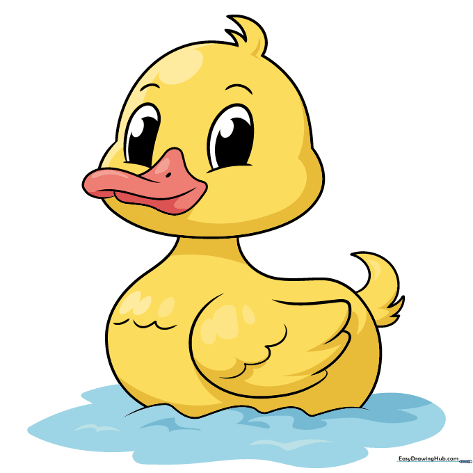 A fully colored, cute cartoon duck illustration.