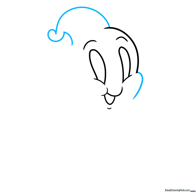Adding the outline of the head and a decorative loop on top.