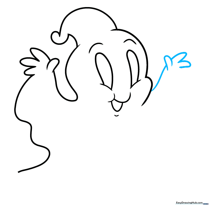 Adding the ghost's right arm and hand details.