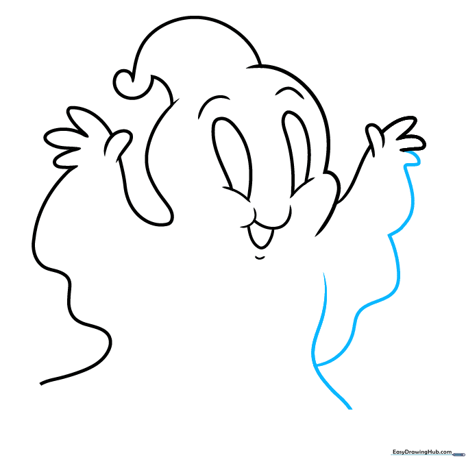 Connecting the right arm to the ghost's main body.
