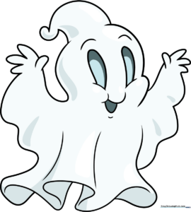 A friendly, finished cartoon ghost illustration with soft shading.