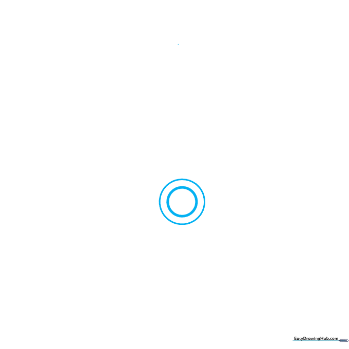 Drawing the center soundhole of a cartoon guitar using two concentric circles.