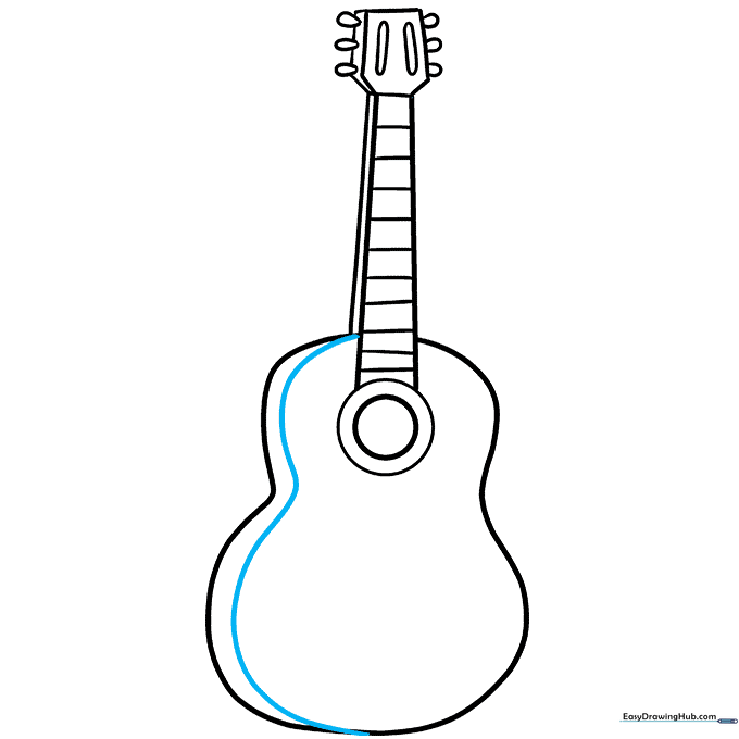 Adding a side panel line to the guitar body for 3D effect.