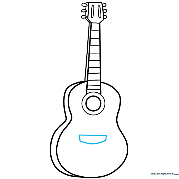 Drawing the bridge on the guitar body.