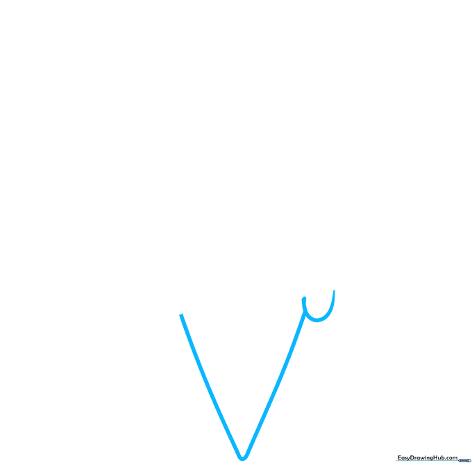 Pencil sketch of a V-shaped ice cream cone base with a small drip on the side.