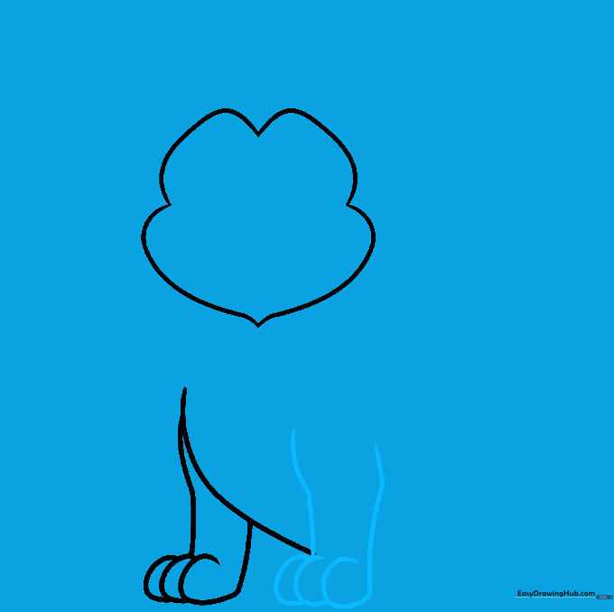 Adding the second front leg to the lion's body using simple C-curves.
