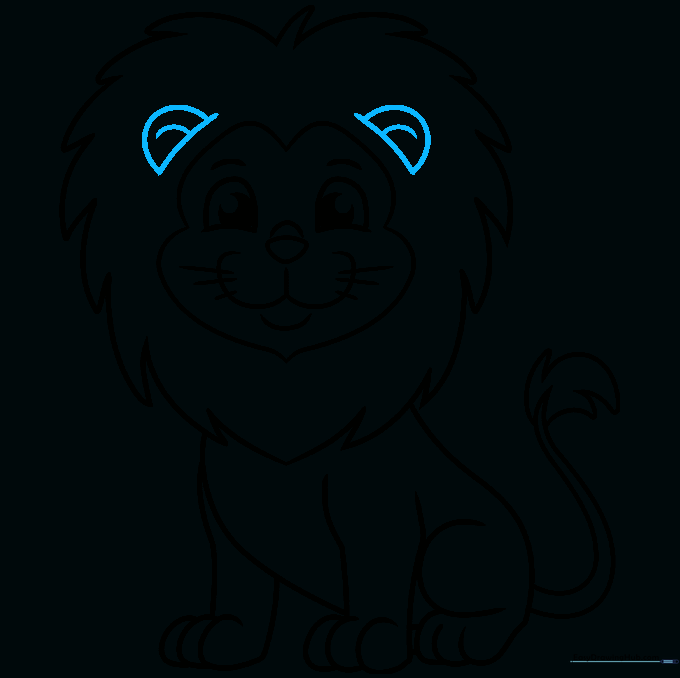 Adding the final ear details to the lion's head.