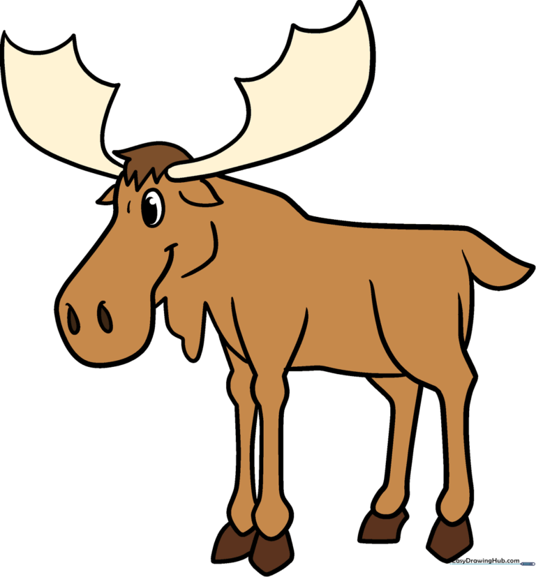 A friendly, finished cartoon moose illustration, perfect for kids to learn from.