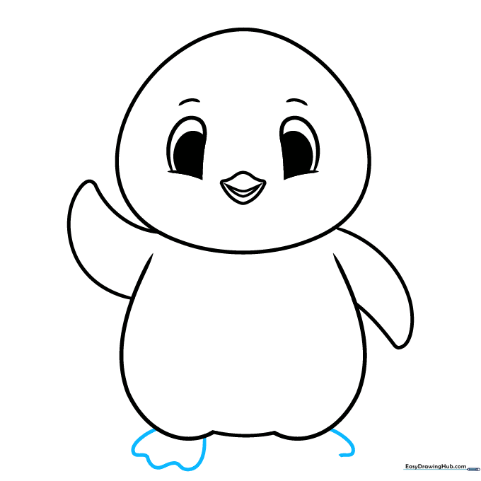 Penguin feet with webbed toes added to the bottom of the body.