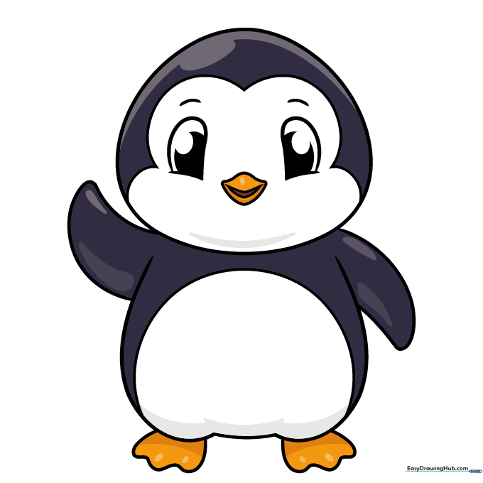Finished, colored cartoon penguin illustration.