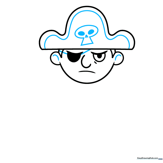 Adding a skull and crossbones emblem to the center of the pirate hat.