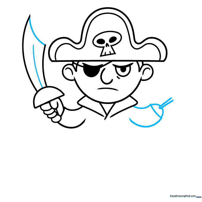 Completing the sword blade and adding a hook hand to the other arm.