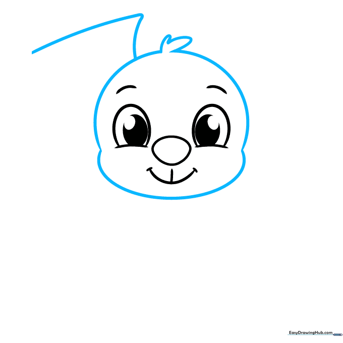 Outlining the puppy's head shape with a small tuft of fur on the top center.