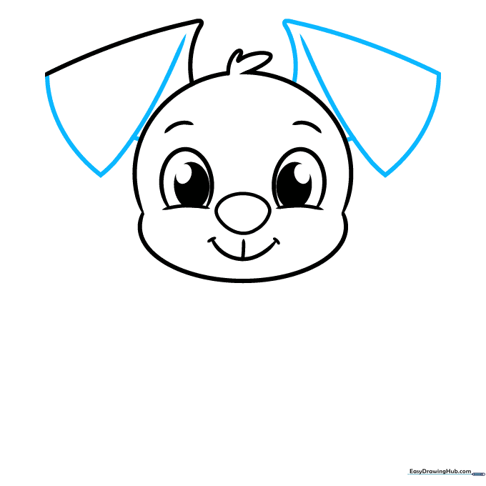Adding two large, floppy ears to the sides of the puppy's head.
