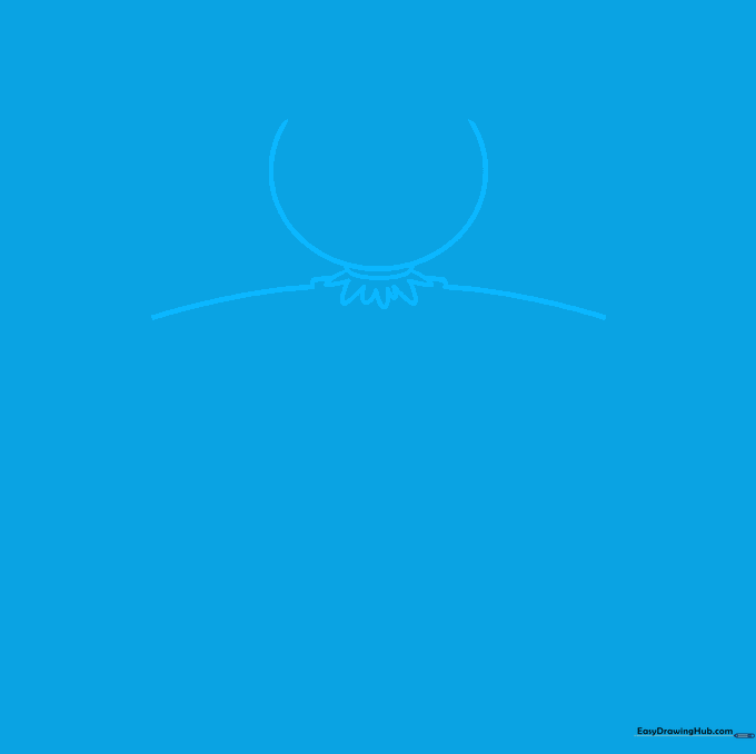 Line drawing of a scarecrow head, neck, and collar straw base.
