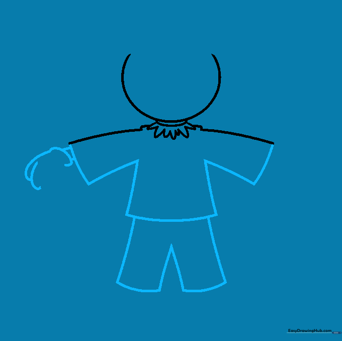 Outline of a scarecrow torso, sleeves, and pant legs.