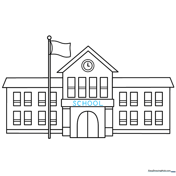 Adding the word SCHOOL in bold letters to the front of the building.