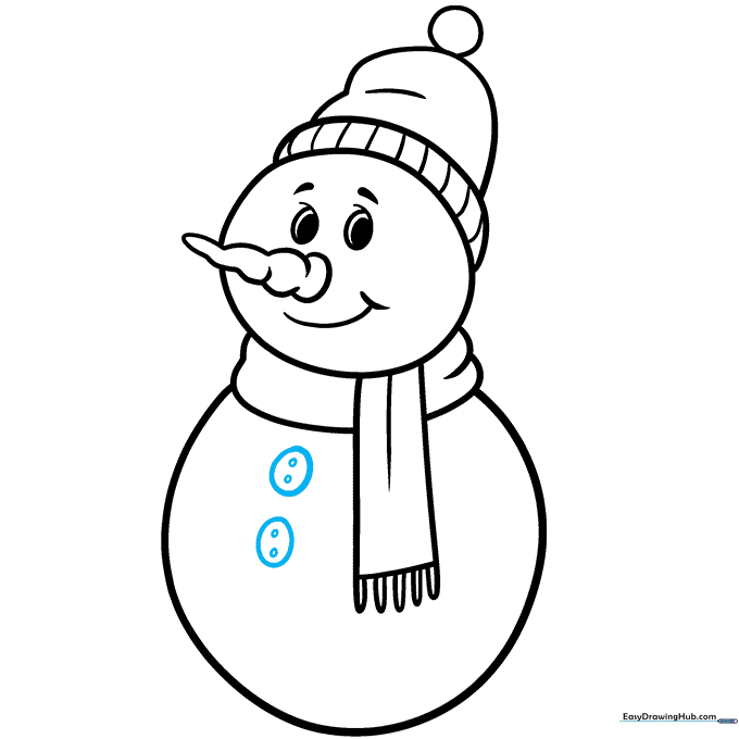 Adding two circular buttons to the center of the snowman's body.