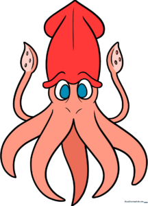 A colorful, friendly cartoon squid illustration for kids