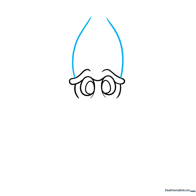 Long curved lines extending upward to form the squid's body