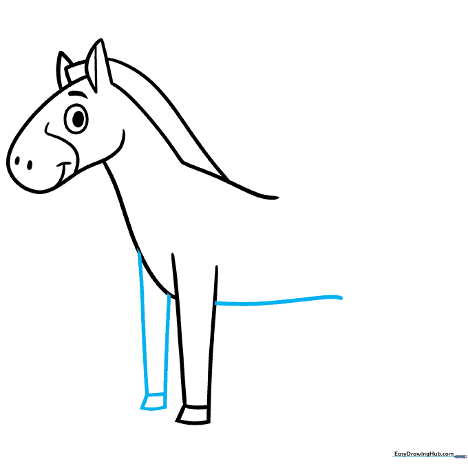 Drawing the second front leg and the curved belly line.