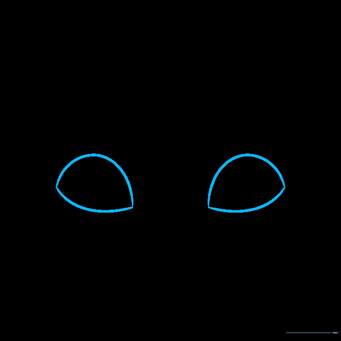 Two almond-shaped outlines representing the cat's eyes on a white background.