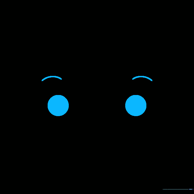 Cat eyes with dark pupils and simple curved eyebrows added above.