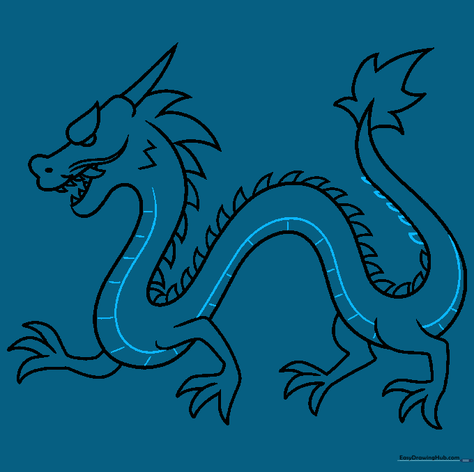 Adding scale bands to the belly to complete the dragon's outline.