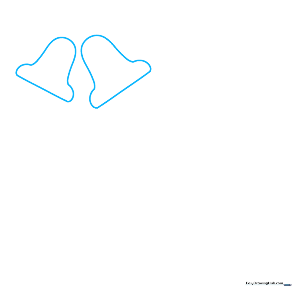Pencil sketch showing two bell outlines with U-shaped bottoms on white paper.