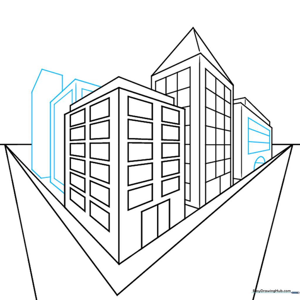 Adding doors, windows, and additional buildings to the cityscape to create a sense of density.