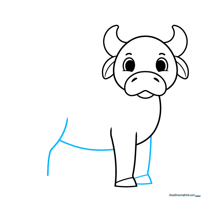 Outlining the cow's belly and second front leg.