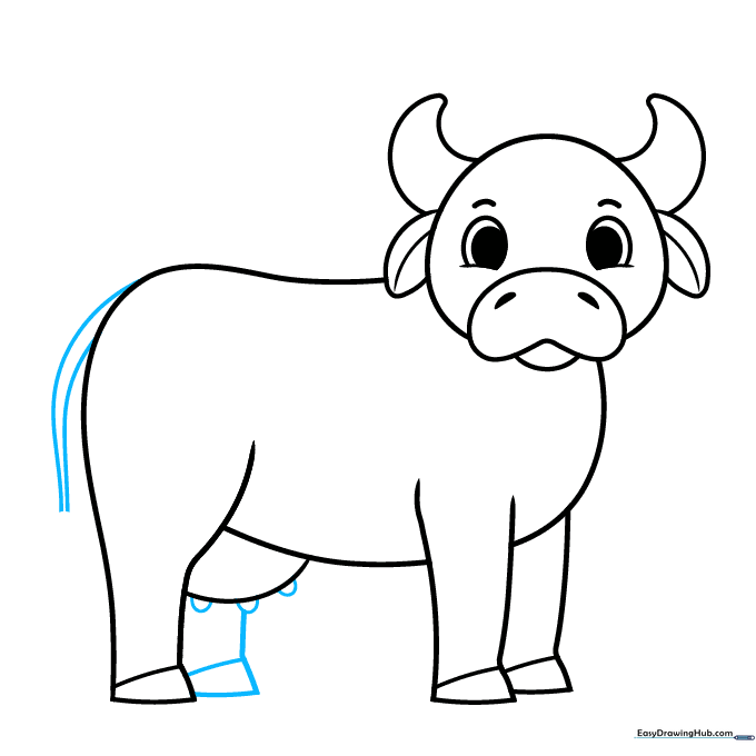 Adding the tail and udder details to the cow drawing.