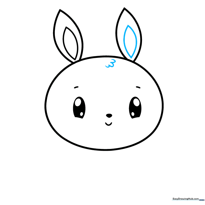 Bunny head with a small tuft of fur added to the top center.