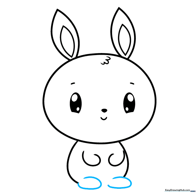 Bunny body with two rounded foot shapes added at the bottom.