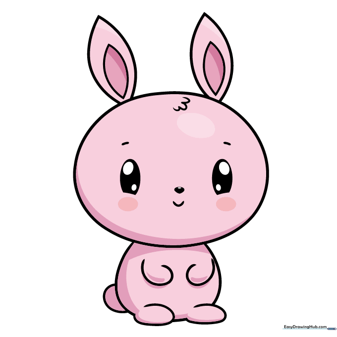 Finished, colored cartoon bunny character.