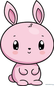 A vibrant, finished cartoon bunny character, perfect for kids' art projects.