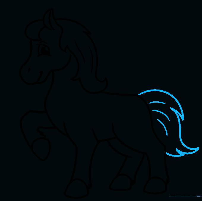 Illustration showing the addition of a long, textured unicorn tail.