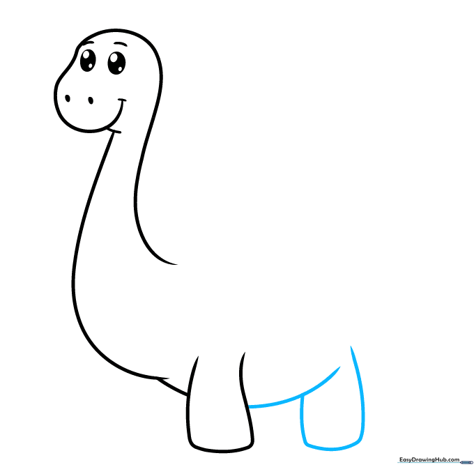 Drawing the belly curve and a second leg behind the first.