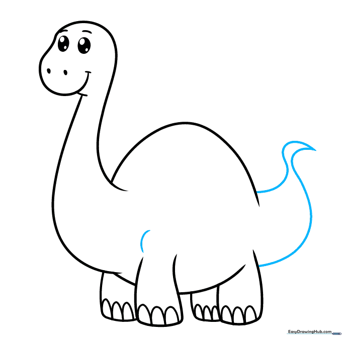Completing the dinosaur's tail and shoulder detail.