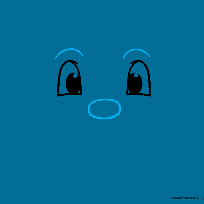 Drawing the eyebrows and forehead detail above the dog's eyes.