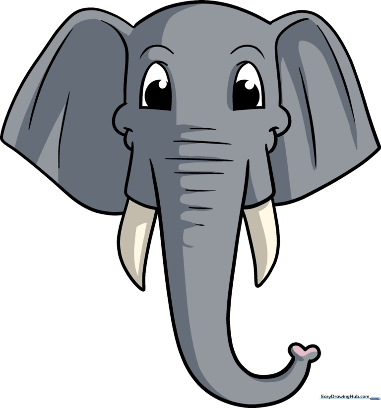 A colorful, friendly cartoon elephant head illustration, perfect for kids to learn from.