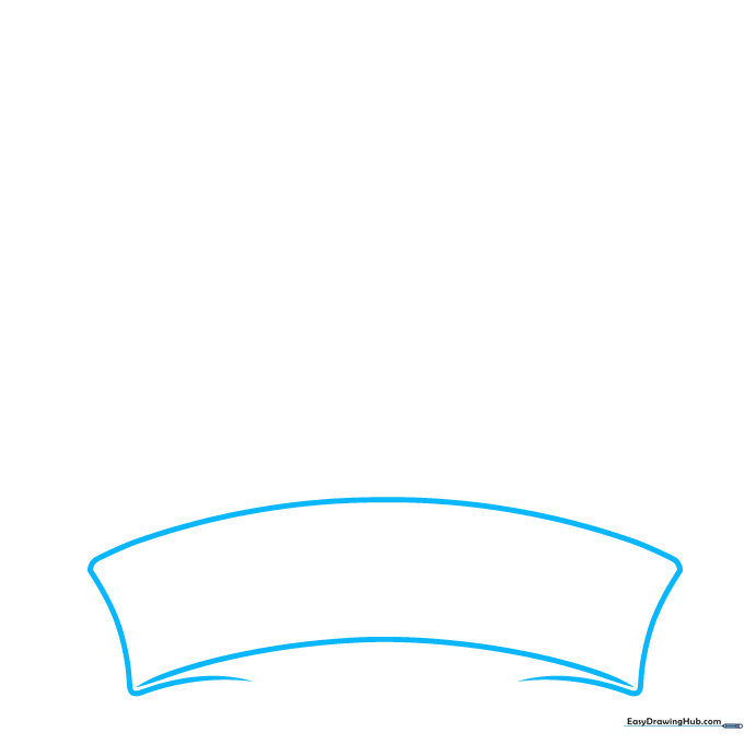 A simple curved ribbon banner outline drawn on white paper, serving as the base for a Father's Day card.