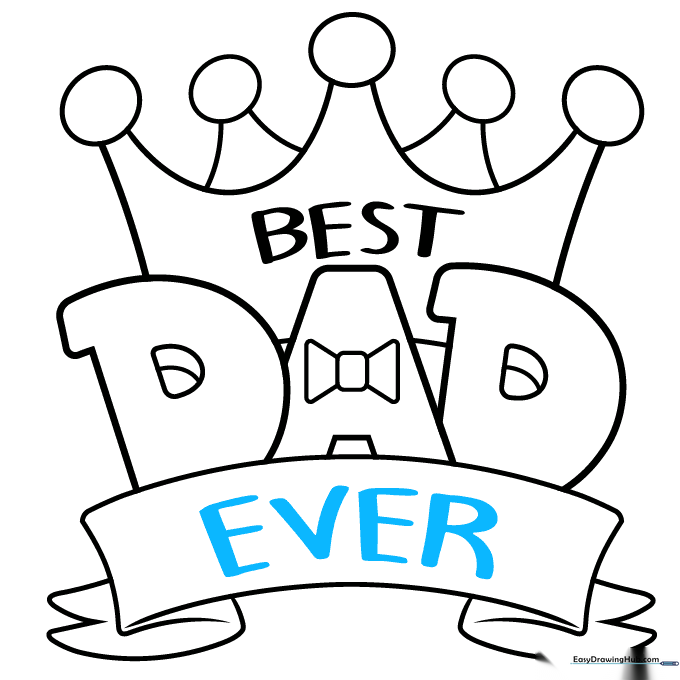 The word EVER is added to the ribbon, completing the phrase BEST DAD EVER.
