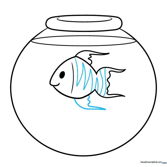 Adding zigzag stripes to the fish body and a small fin.