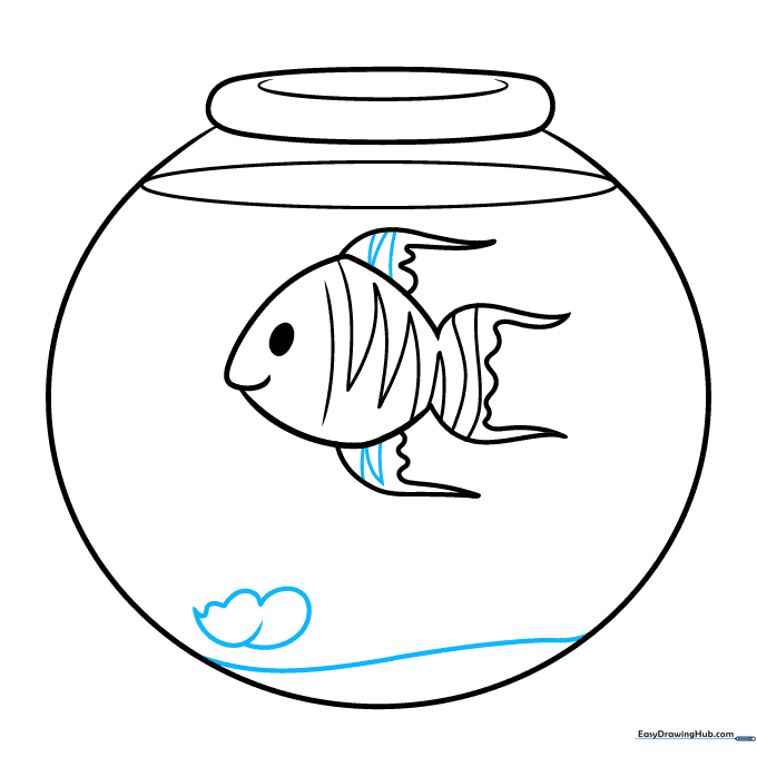 Drawing a curved line for sand and the base of a clam shell.