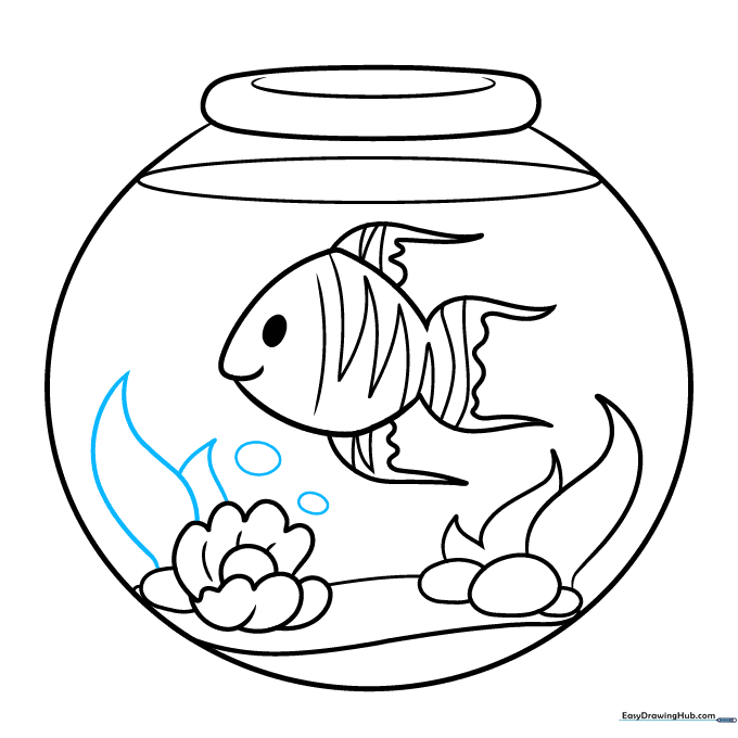 Adding small bubbles floating up from the bottom of the fish bowl.